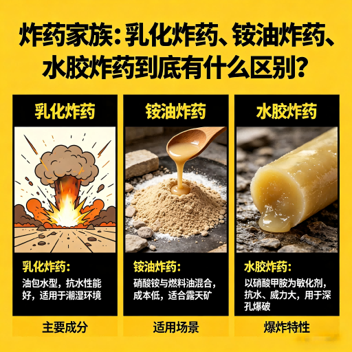 湖里炸药家族：乳化炸药、铵油炸药、水胶炸药到底有什么区别？